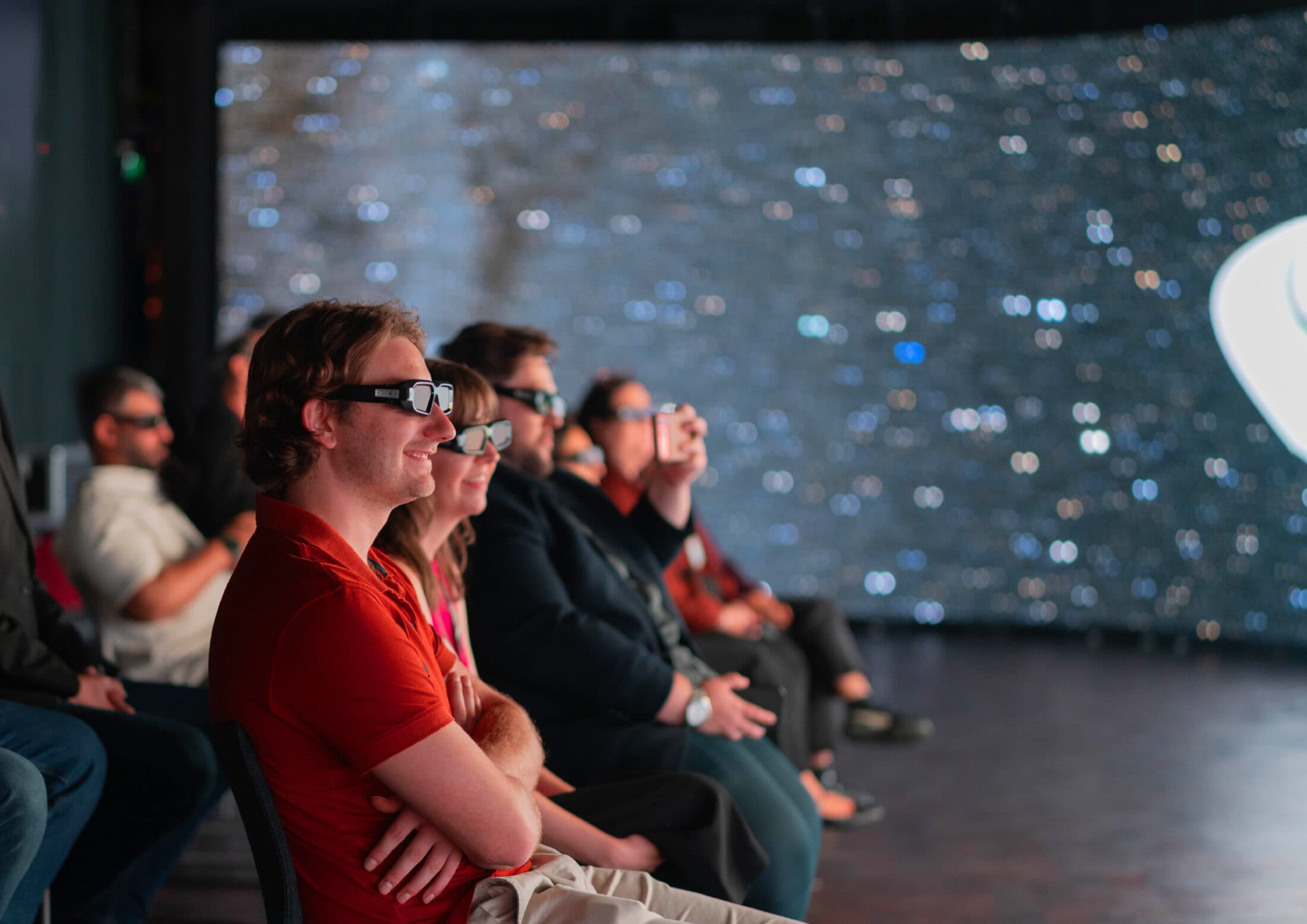 School group audience in 3D glasses at the SVU